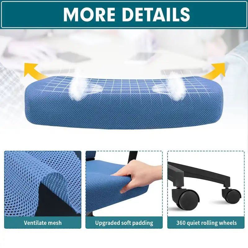 Mid-Back Mesh Ergonomic Office Chair with Lumbar Support and Armrests, Multi-Color
