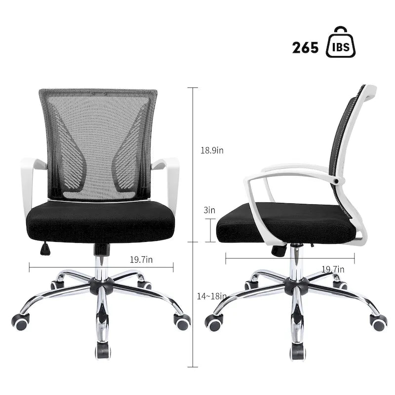 Mid-Back Mesh Ergonomic Office Chair with Lumbar Support and Armrests, Multi-Color