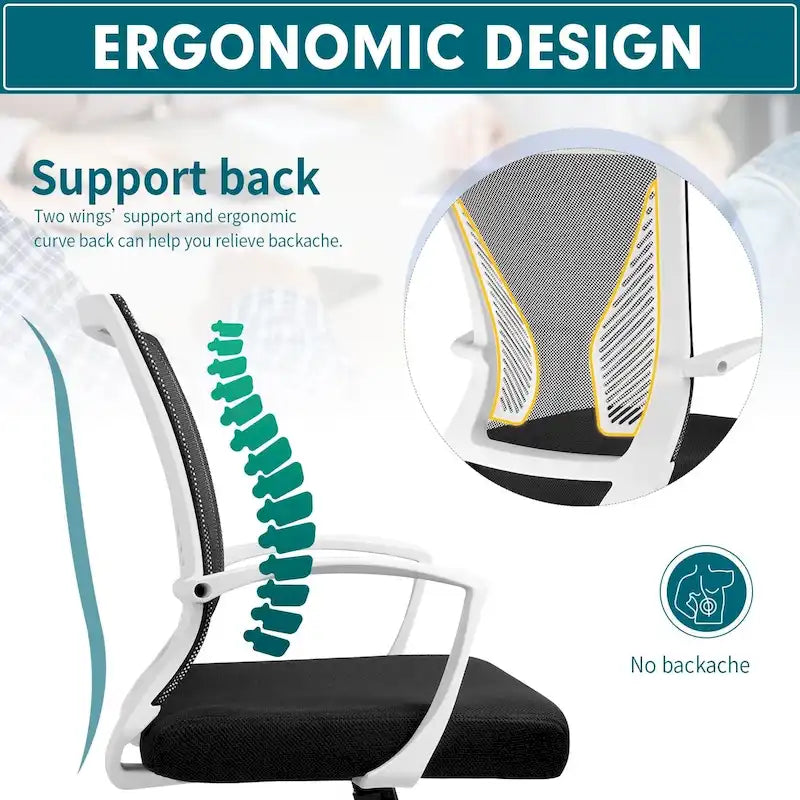 Mid-Back Mesh Ergonomic Office Chair with Lumbar Support and Armrests, Multi-Color