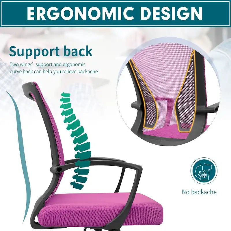 Mid-Back Mesh Ergonomic Office Chair with Lumbar Support and Armrests, Multi-Color