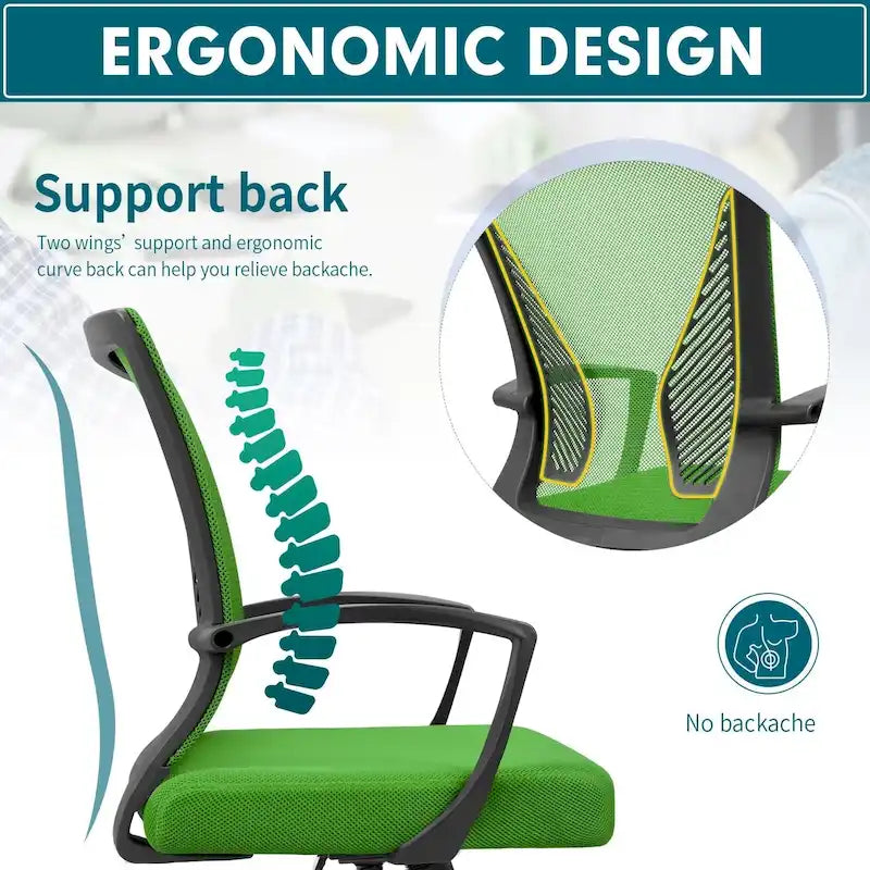 Mid-Back Mesh Ergonomic Office Chair with Lumbar Support and Armrests, Multi-Color
