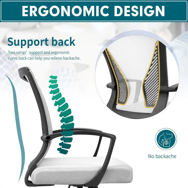 Mid-Back Mesh Ergonomic Office Chair with Lumbar Support and Armrests, Multi-Color