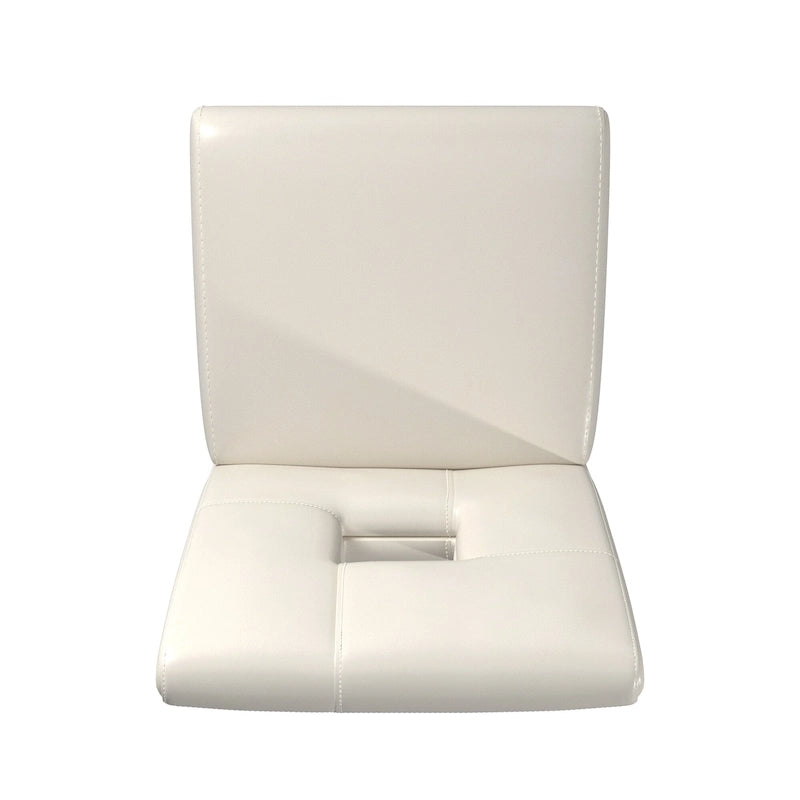 Modern White Faux Leather Dining Chair with Keyhole Cutout Back, Set of 2
