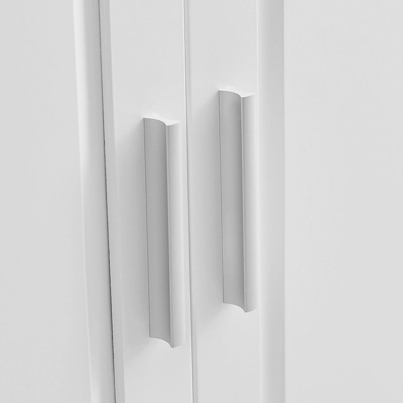Tall Freestanding Storage Cabinet with Double Doors, Three Drawers and Adjustable Shelf, White and Grey