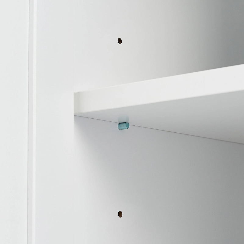 Tall Freestanding Storage Cabinet with Double Doors, Three Drawers and Adjustable Shelf, White and Grey