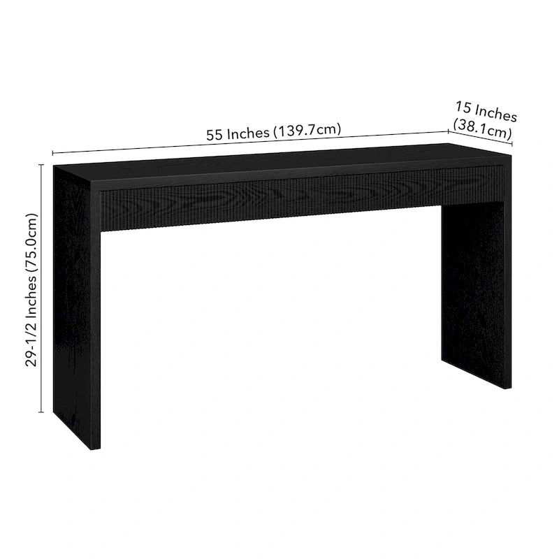 55" Modern Console Table with Fluted Front Panel and Parsons-Style Frame, Multi-Color