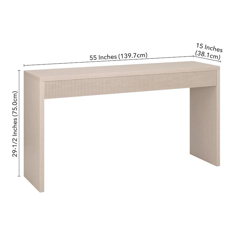 55" Modern Console Table with Fluted Front Panel and Parsons-Style Frame, Multi-Color