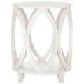 Round Accent Side Table with Geometric Oval Cutout Base, Poplar Wood, Multi-Color