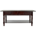 Farmhouse Pine Wood Coffee Table with 2 Drawers and Lower Shelf, Multi-Color