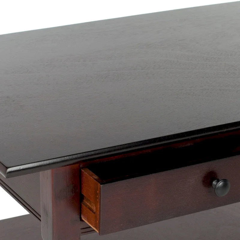 Farmhouse Pine Wood Coffee Table with 2 Drawers and Lower Shelf, Multi-Color
