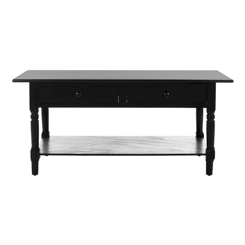 Farmhouse Pine Wood Coffee Table with 2 Drawers and Lower Shelf, Multi-Color