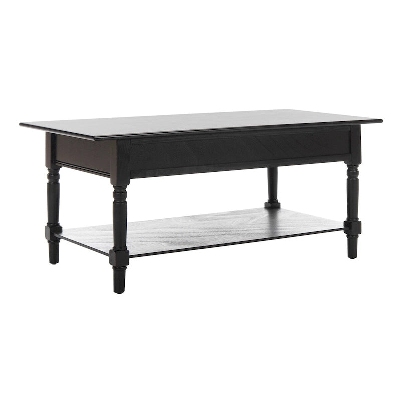 Farmhouse Pine Wood Coffee Table with 2 Drawers and Lower Shelf, Multi-Color