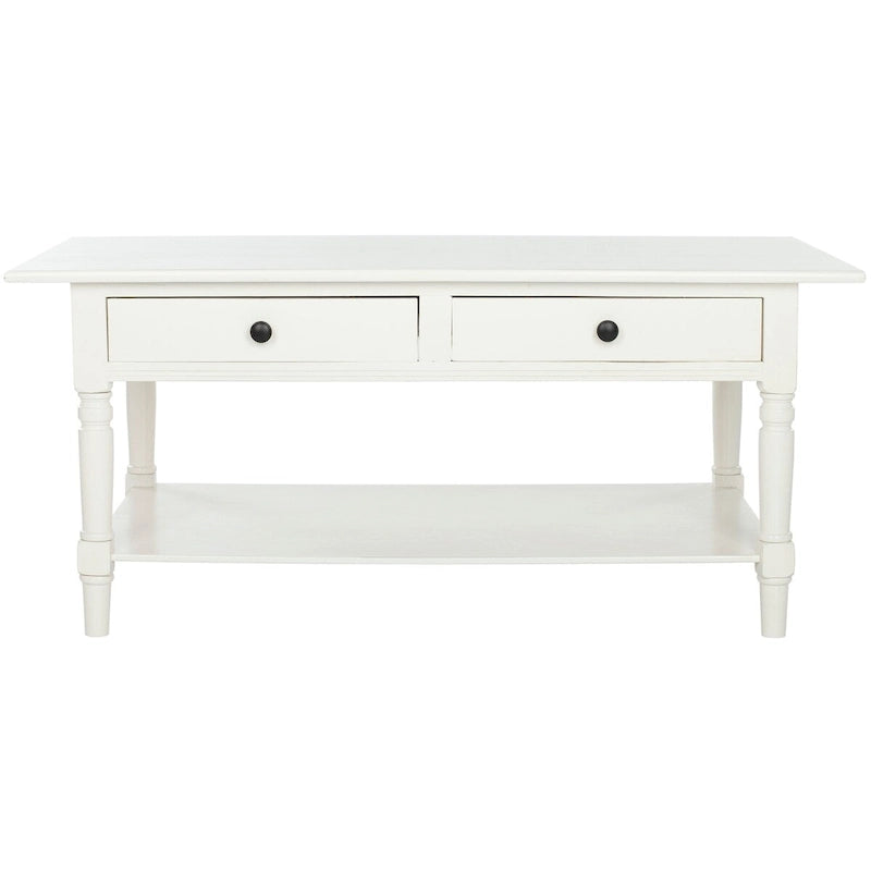 Farmhouse Pine Wood Coffee Table with 2 Drawers and Lower Shelf, Multi-Color