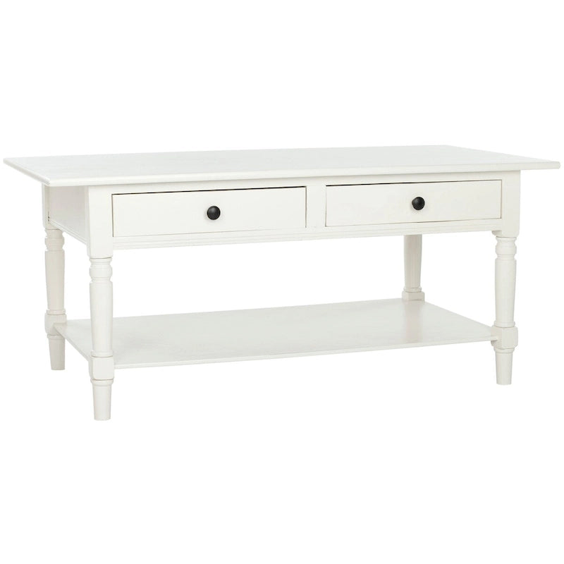 Farmhouse Pine Wood Coffee Table with 2 Drawers and Lower Shelf, Multi-Color