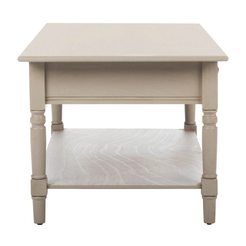 Farmhouse Pine Wood Coffee Table with 2 Drawers and Lower Shelf, Multi-Color