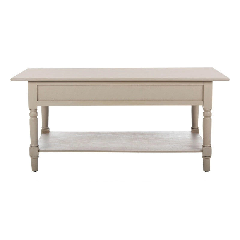 Farmhouse Pine Wood Coffee Table with 2 Drawers and Lower Shelf, Multi-Color