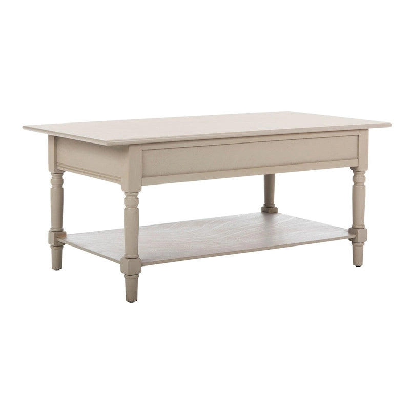 Farmhouse Pine Wood Coffee Table with 2 Drawers and Lower Shelf, Multi-Color