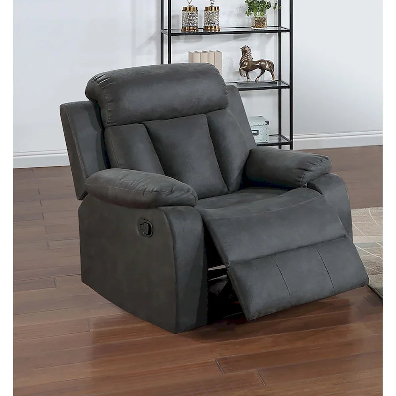 Manual Recliner Chair with Gel Leatherette, Pillow Armrests and Padded Headrest, Multi-Color
