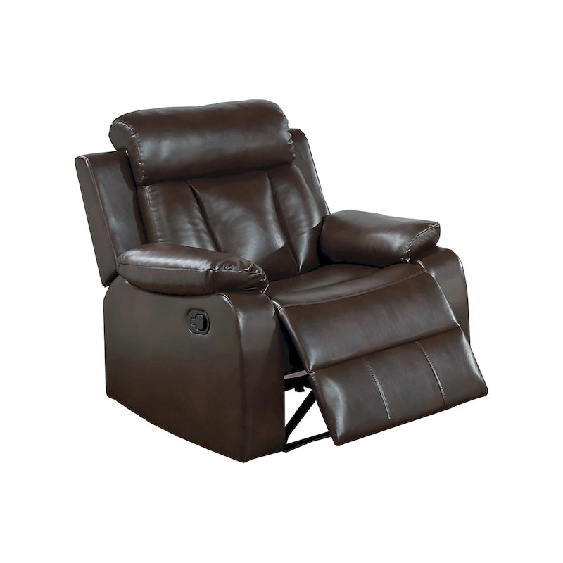 Manual Recliner Chair with Gel Leatherette, Pillow Armrests and Padded Headrest, Multi-Color