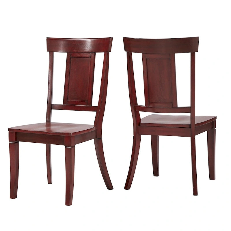 Vintage Rubberwood Panel Back Dining Chair with Contoured Seat, Set of 2, Multi-Color