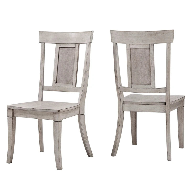 Vintage Rubberwood Panel Back Dining Chair with Contoured Seat, Set of 2, Multi-Color