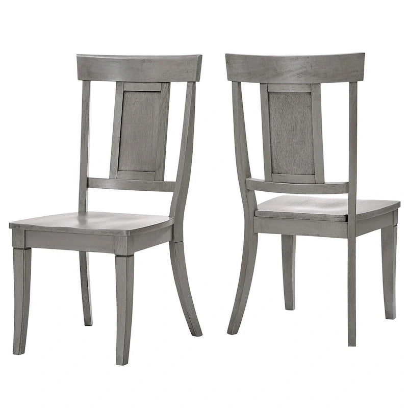Vintage Rubberwood Panel Back Dining Chair with Contoured Seat, Set of 2, Multi-Color