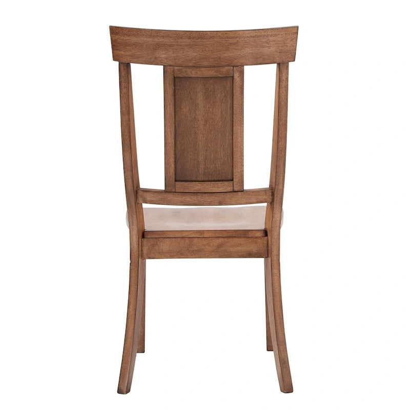 Sedia da pranzo vintage in legno di gomma con schienale a pannelli e seduta sagomata, set da 2, multicolore