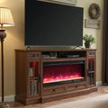 70" Farmhouse Electric Fireplace TV Stand with 4 Drawers and LED Lighting, Multi-Color
