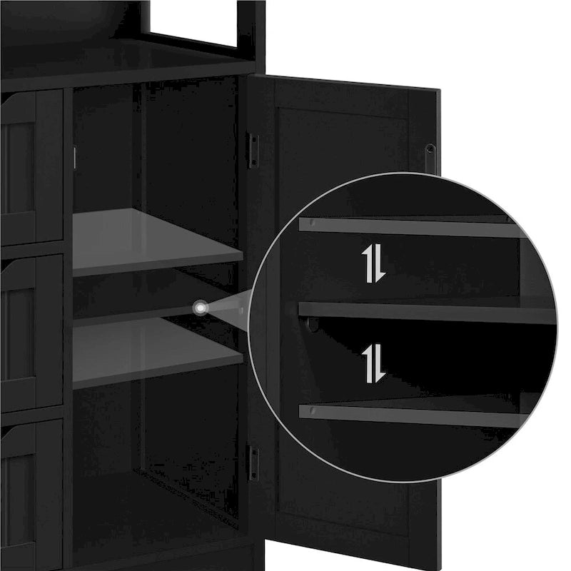 Freestanding Floor Cabinet with Drawers, Open Shelf and Storage Door, Multi-Color