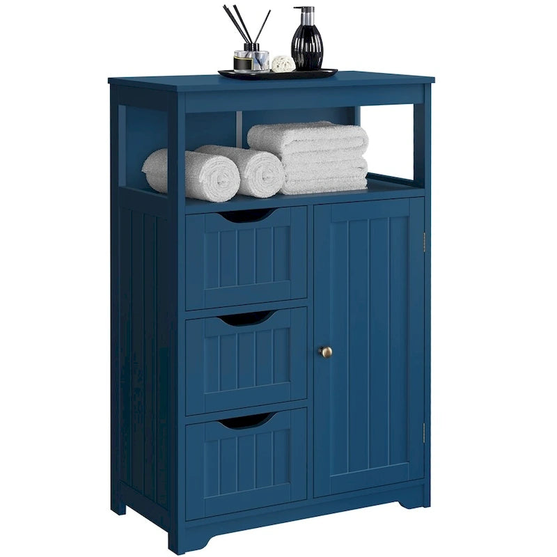Freestanding Floor Cabinet with Drawers, Open Shelf and Storage Door, Multi-Color