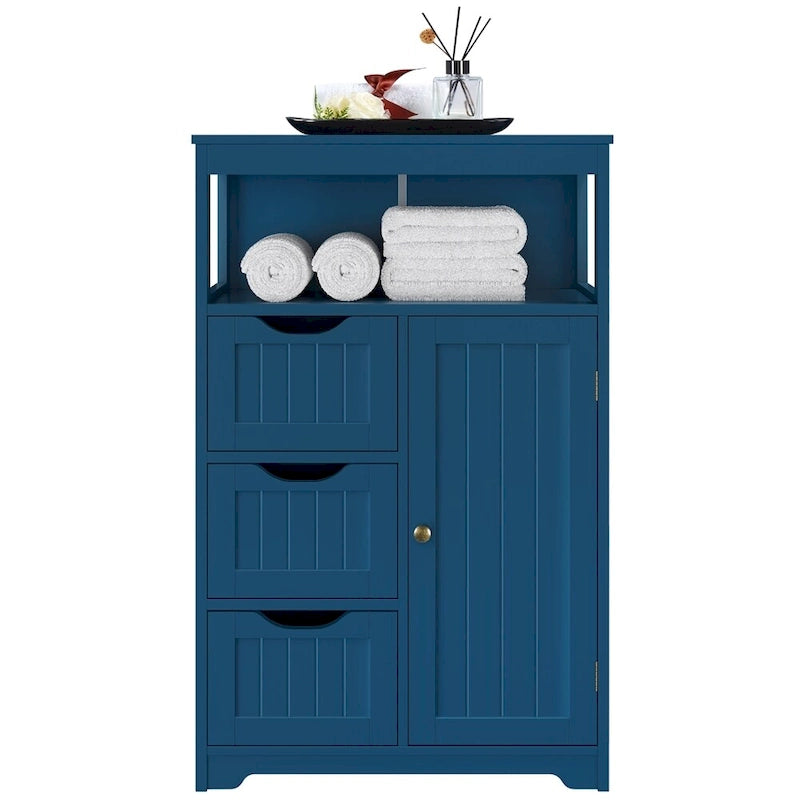 Freestanding Floor Cabinet with Drawers, Open Shelf and Storage Door, Multi-Color