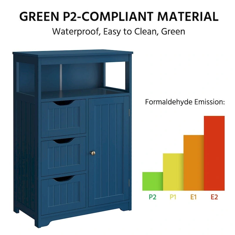 Freestanding Floor Cabinet with Drawers, Open Shelf and Storage Door, Multi-Color