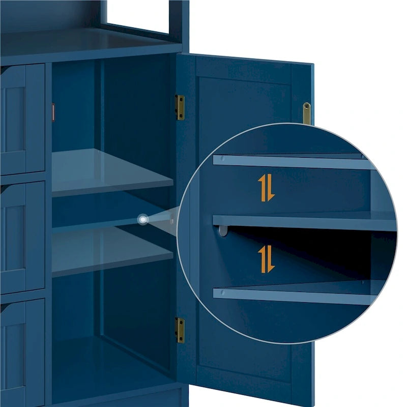 Freestanding Floor Cabinet with Drawers, Open Shelf and Storage Door, Multi-Color
