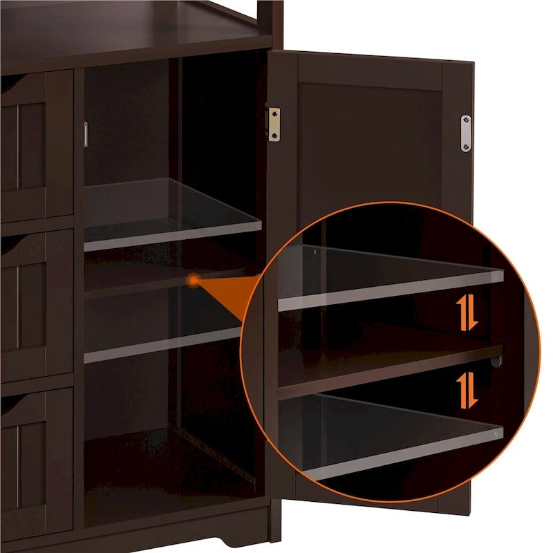 Freestanding Floor Cabinet with Drawers, Open Shelf and Storage Door, Multi-Color