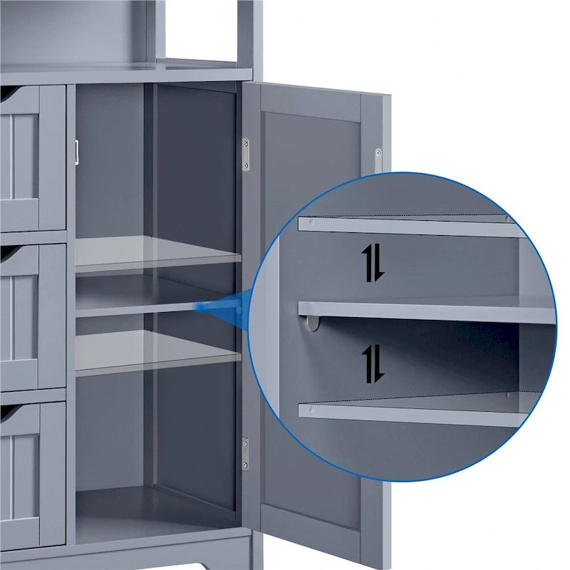 Freestanding Floor Cabinet with Drawers, Open Shelf and Storage Door, Multi-Color