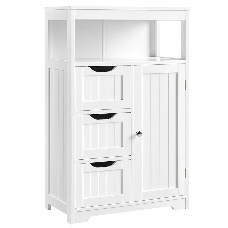 Freestanding Floor Cabinet with Drawers, Open Shelf and Storage Door, Multi-Color
